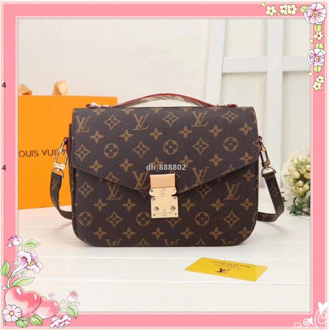 

4-XR16 high qulity classic womens handbags LOUIS A VITTON tote leather shoulder bags female purse wallet, Black