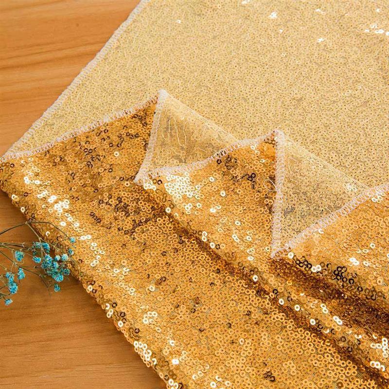 

30*275cm Fabric Table Runner Gold Silver Sequin Table Cloth Sparkly Bling for Wedding Party Decoration Supplies Tablecloth 1397 V2