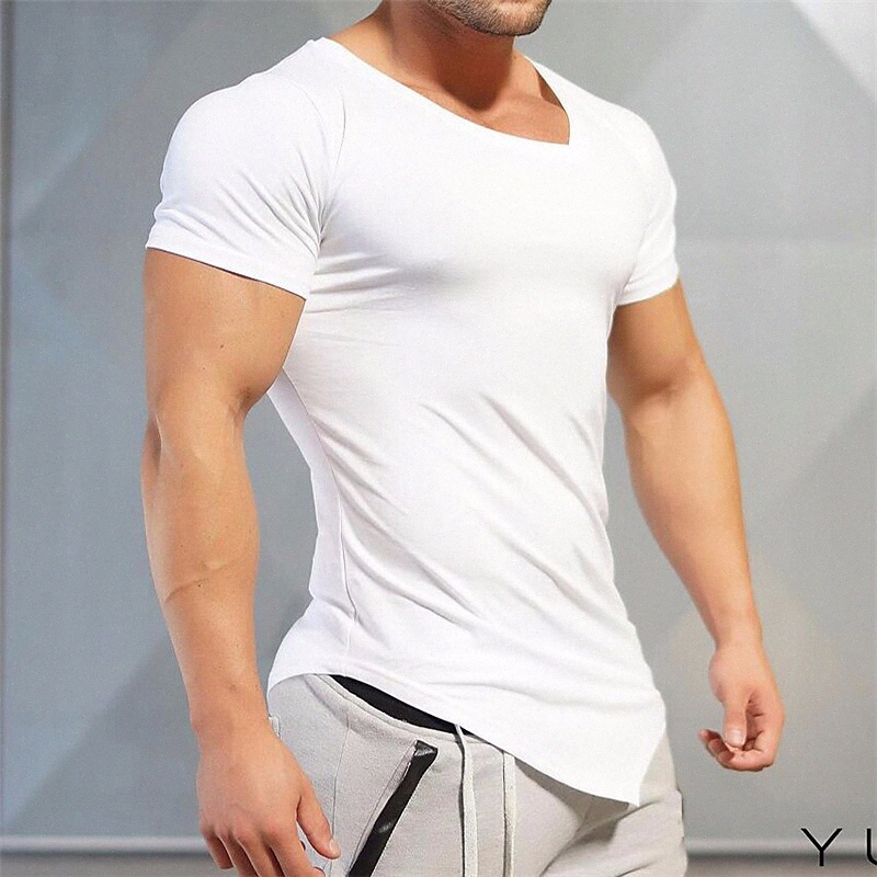 Men's T shirt Solid Color V Neck Casual Daily Short Sleeve Tops Lightweight Fashion Big and Tall Sports White Black s7oC#