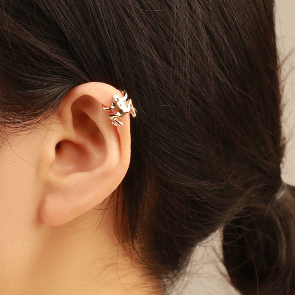 

Fashion Frog Ear Cuffs Siliver EarClip Earrings For Women Earcuff No Piercing Fake Cartilage Earring