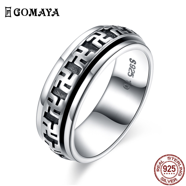 

gomaya 100% original 925 sterling silver rings boutique for men buddha's punk vintage biker mens luxury jewelry making