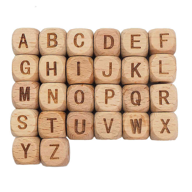 

5pcs Square Wooden Alphabet Beads A-z Letter For Baby Dummy Chewable Nursing Pacifier Chain Accessories