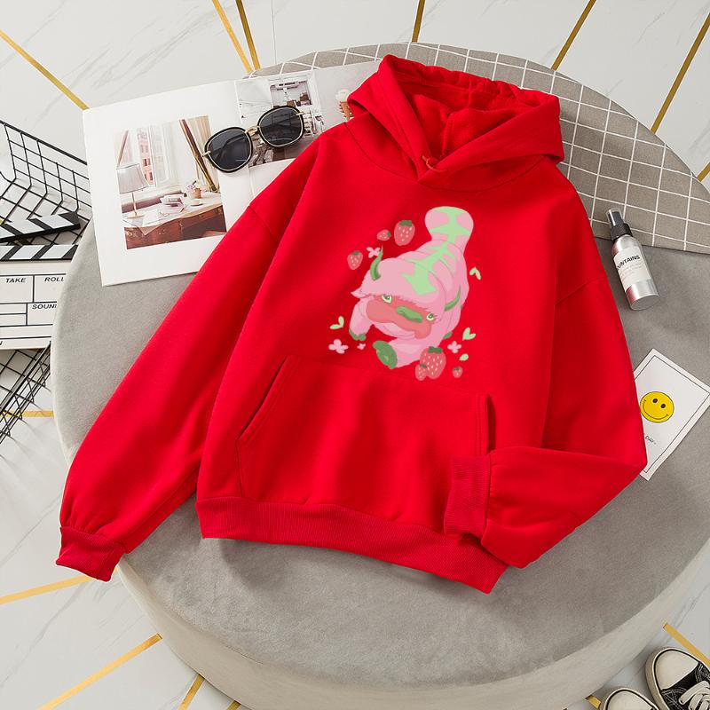 

Women's Hoodies & Sweatshirts Cartoon Women Hoodie Pink Strawberry Cow Sweatshirt Cute Japanese Clothes Comfy Oversized Kawaii Punk Fleece V, Gray