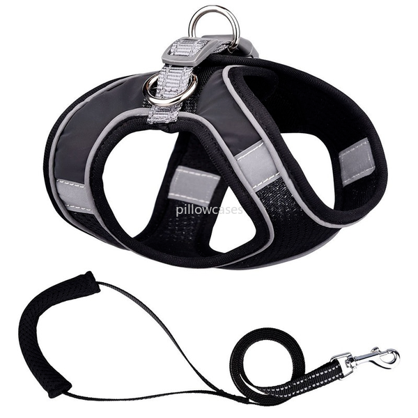 

Waistcoat Harness Leash Set Full Night Reflect Light Adjustable Breathable Collar Rope Outdoor Metal Rings Leashes Pet Dog Supplies Will and Sandy