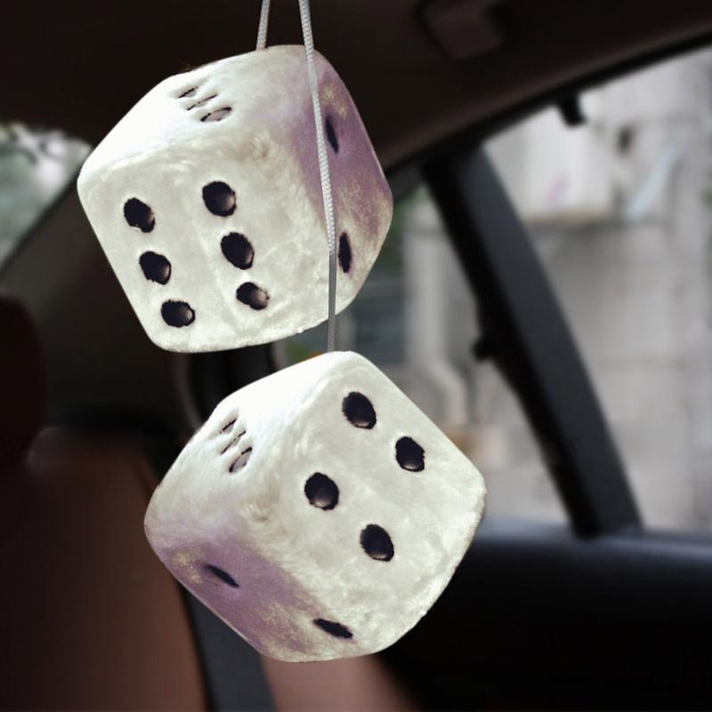 

Interior Decorations Furry Charm Plush Dice Pendant Car Inner Household Wall Rear View Mirror Ornament Kids Gift