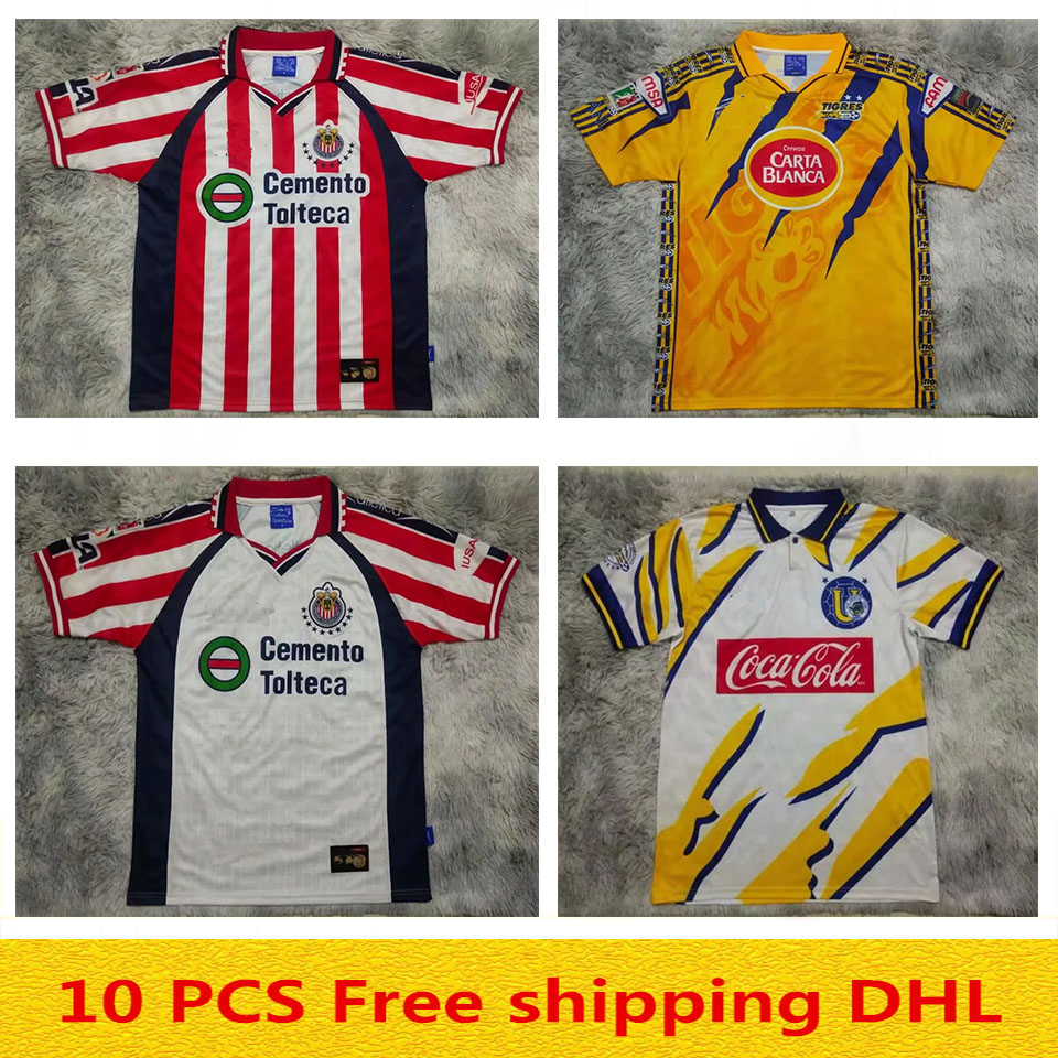 

In stock 99 00 Chivas 97 98 Tigers retro Soccer Jerseys size S-XXL, Black;yellow