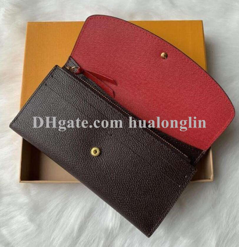 

High quality women wallet purse woman original box date code serial number flower grid checkers fashion classic bag handbag wholesale, Flower-red inside
