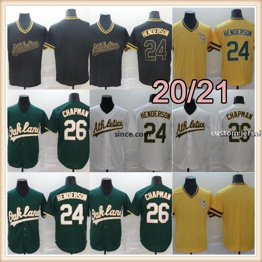 

Auckland 26 Matt Chapman 20/21 Season 24 Rickey Henderson Pullover Gold Baseball Jerseys 100% Embroidery Stitched //, 24 white