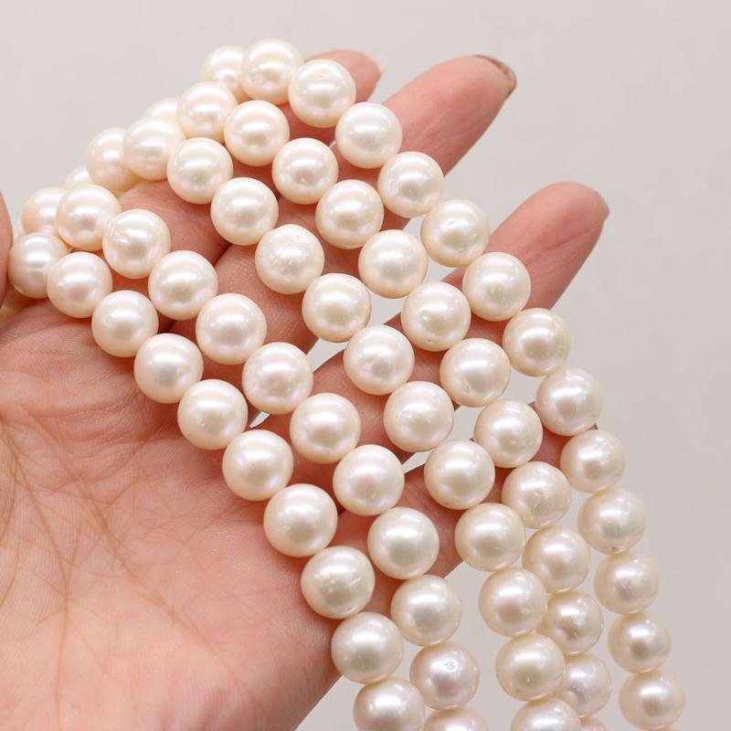 

Other 11-12mm Real Natural Freshwater Round Pearl Beads Punch Loose Spacer For Jewelry Making DIY Necklace Earrings Bracelet 15"