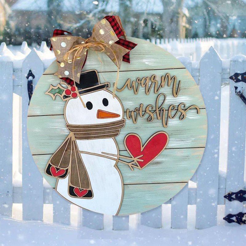

Christmas Decorations Warm Wishes Snowman Winter Door Hanger-christmas Hanger For Home Navidad 2022 Year Noel Xmas Tree