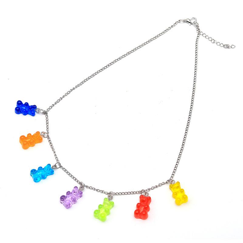 

Gummy Bear Trendy Necklace Rainbow Chain Designer Womens Candy Jewelry With Pendant Necklaces