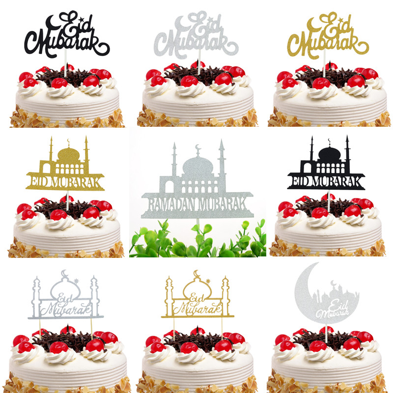 

Cake Toppers Eid Mubarak Glitter Cupcake Topper Cake Flags Kids Birthday Wedding Bride Party Ramadan Muslim DIY Eid Baking New