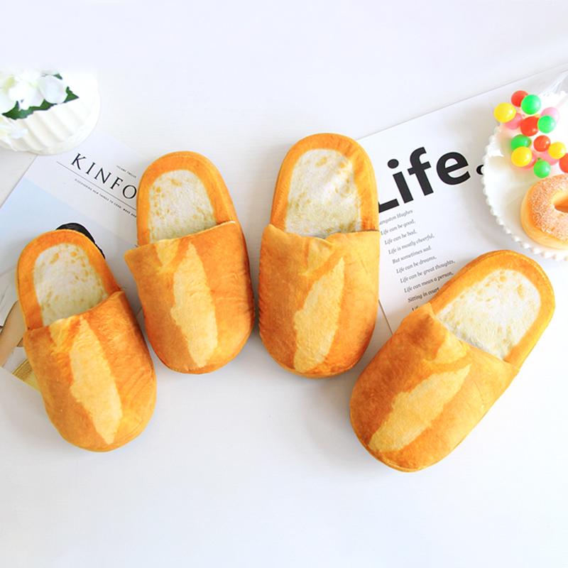 

Simulation Bread Cotton Slippers Winter Home Soft Bottom Non-Slip Plush Warm PR Sale, Black