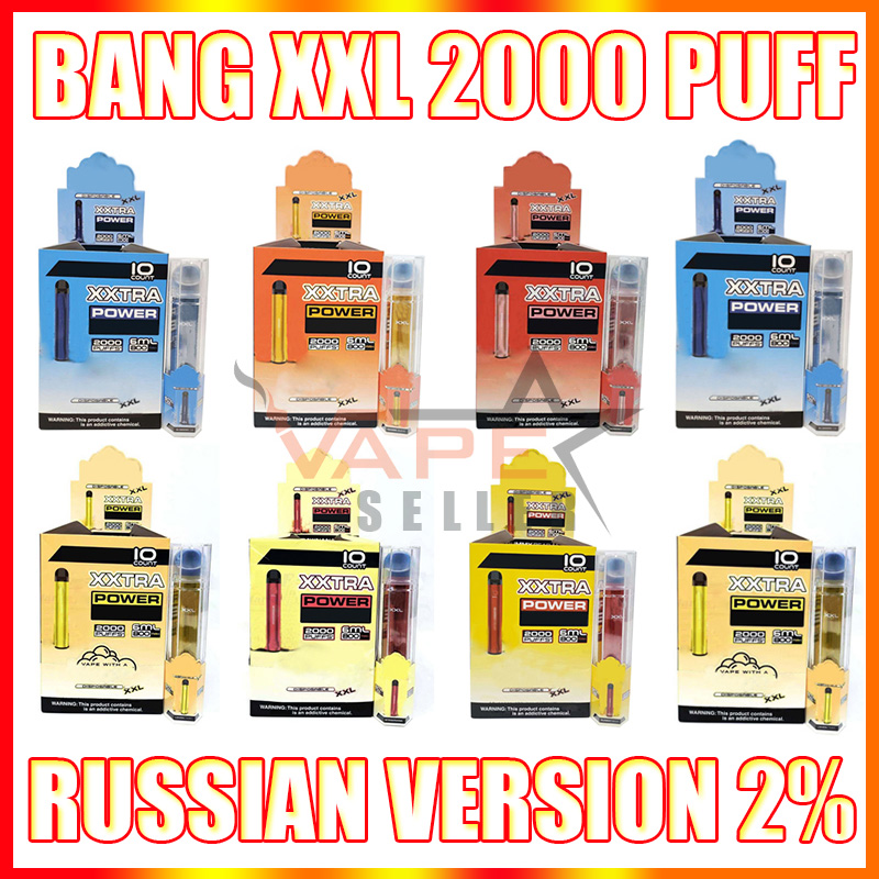 

Russian Version 2% Bang XXL Disposable Vape Pen E Cigarette Device 800mAh Battery 6ml Cartridge Pods 2000 Puffs XXtra Vapor Kit VS Puff Bar