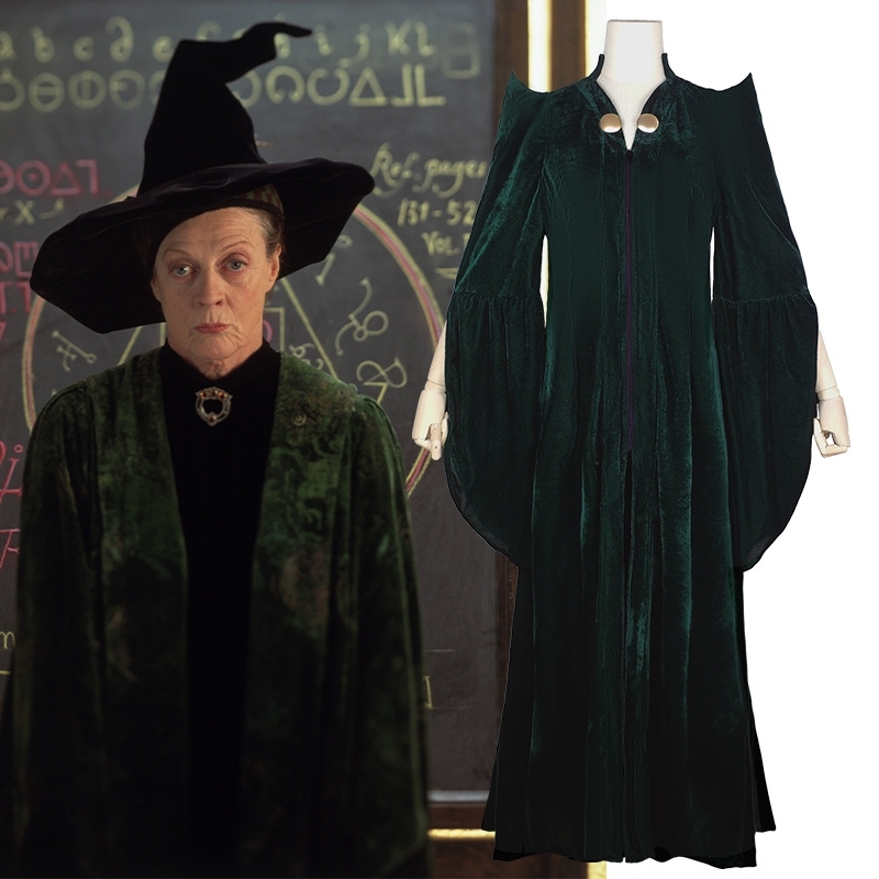 

Harry Potter cos Mileva McGonagall Professor Cosplay Hogwarts college president robe dress, Black;red