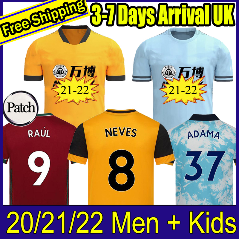 

20 21 22 Wolves soccer jersey NEVES RAUL 2021 2022 ADAMA FÁBIO SILVA PODENCE OTTO football shirt men + kids kit uniforms, Home