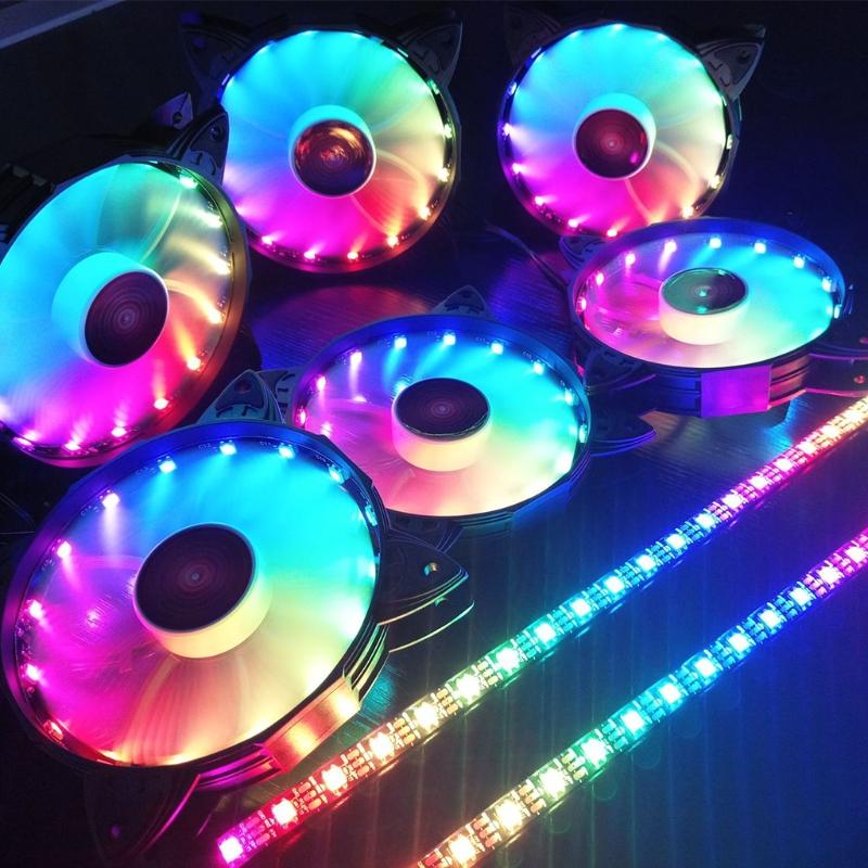 

Laptop Cooling Pads CPU Coolers,Radiators System RGB LED 120mm Case Fan,Quiet Edition High Airflow Adjustable Color Fan For PC Cases T21B