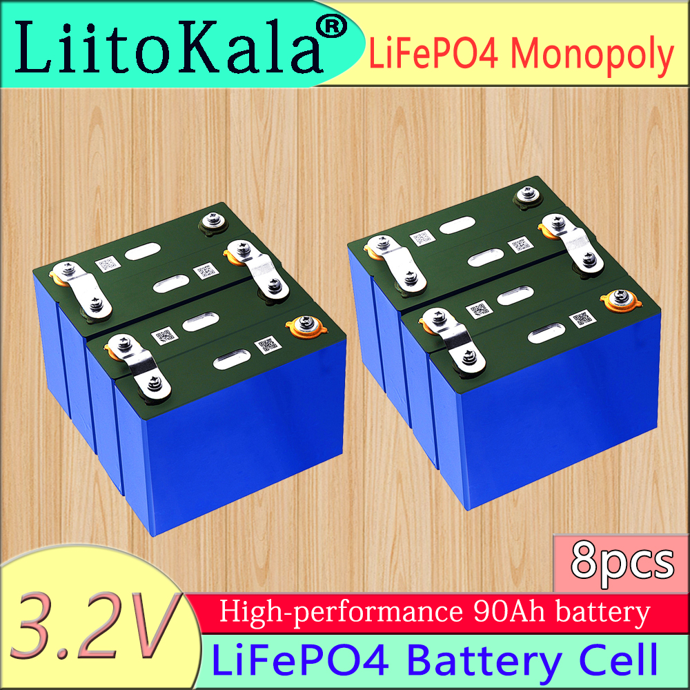 

8pcs/lot 3.2v 90Ah LifePo4 battery lithium 270A 3C high drain for diy 12V 24V Solar Inverter Electric Vehicle c oach golf cart