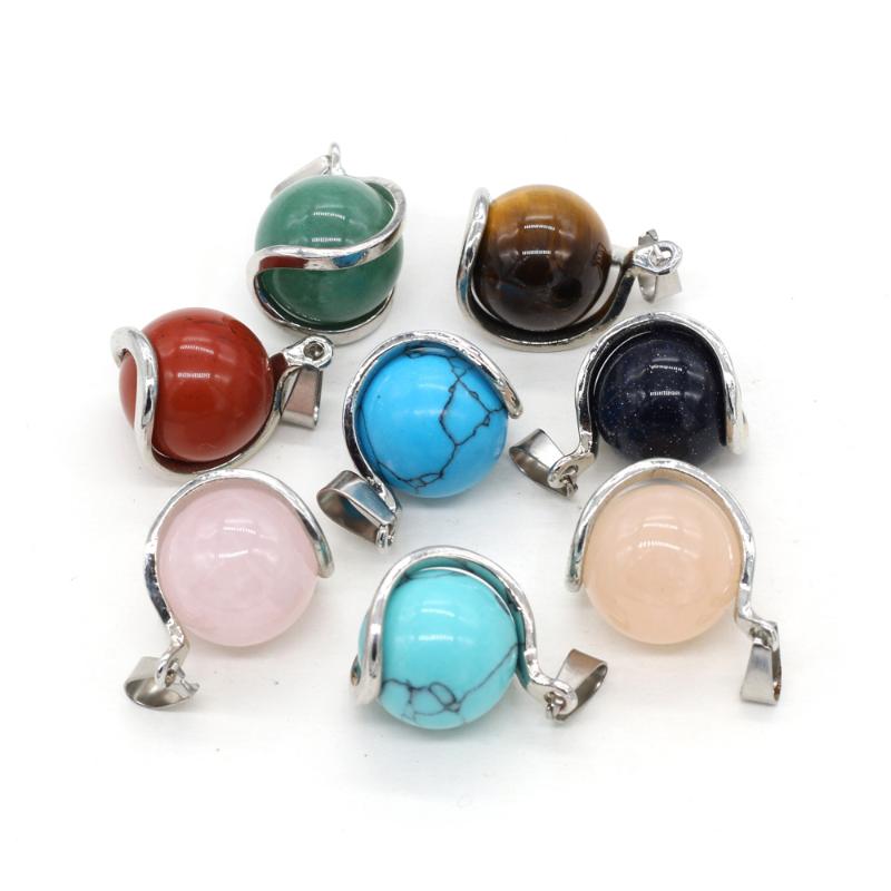 

Charms Natural Stone Gem Alloy Ball Shape Pendant Handmade Crafts DIY Necklace Bracelet Earring Jewelry Accessories Gift Making 16x23mm, Bronze;silver