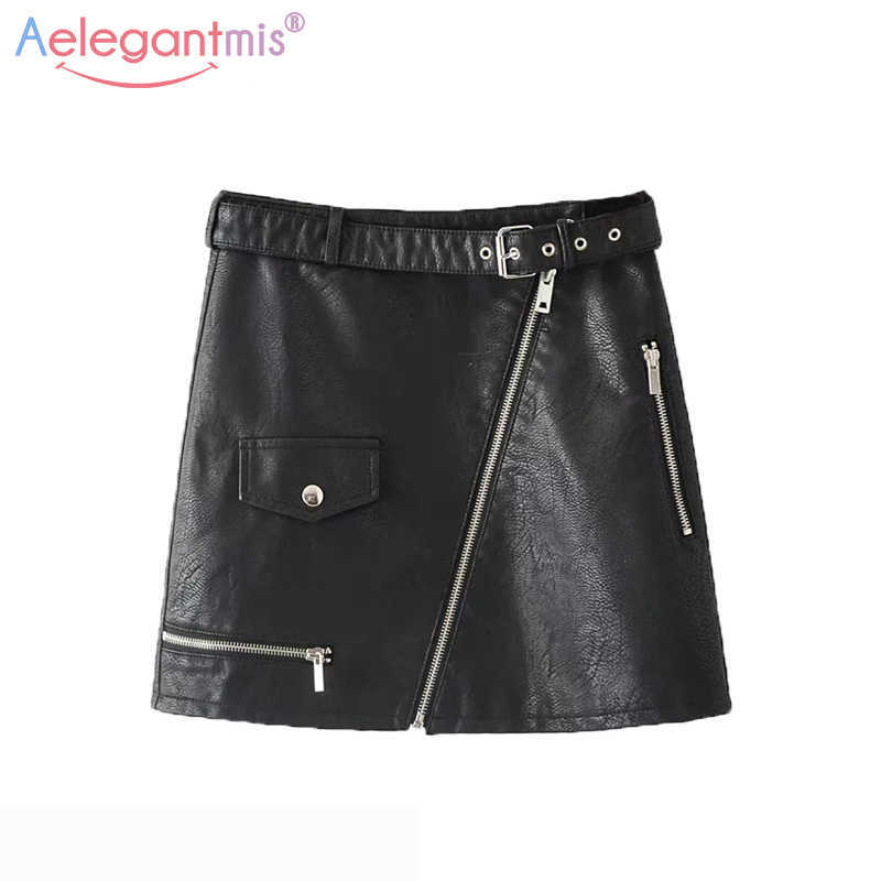 

Aelegantmis Summer Office Lady Black Pu Leather Skirt Women Elegant High Waist Zipper Mini Casual A-line Short 210607, Burgundy