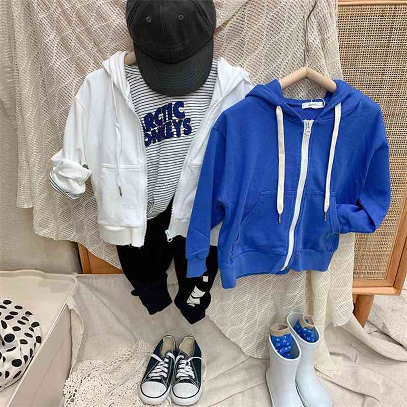 

2021 autumn children's wear new Korean version solid color casual hooded trendy cotton sweater zipper coat boys and girls