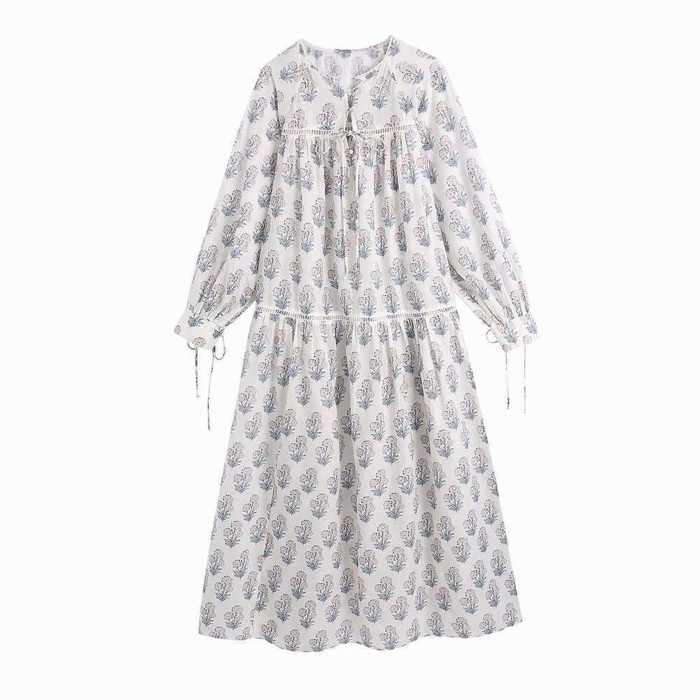 

Women Long Dress Summer Fashion Full Sleeve Floral Prints Modern Lady Loose Maxi Dresses 210602, As photo