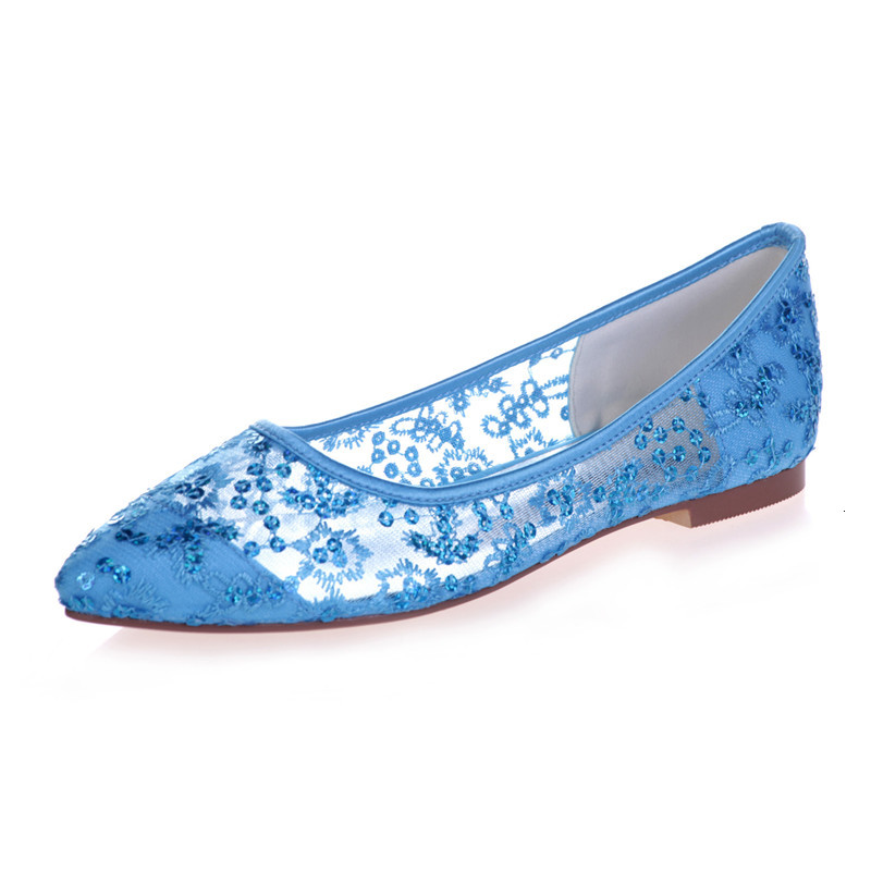 

Sandals Lace Sequin Flats Women Shoes Pointed Toe Slip on Breathable Wedding Bridal Evening Party Flat 0GTR, Blue