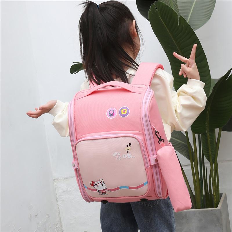 

School Bags Children Cartoon For Girls Boys Waterproof Oxford Orthopedic Backpack Kids Cute Schoolbag Primary Satchel, Sky blue
