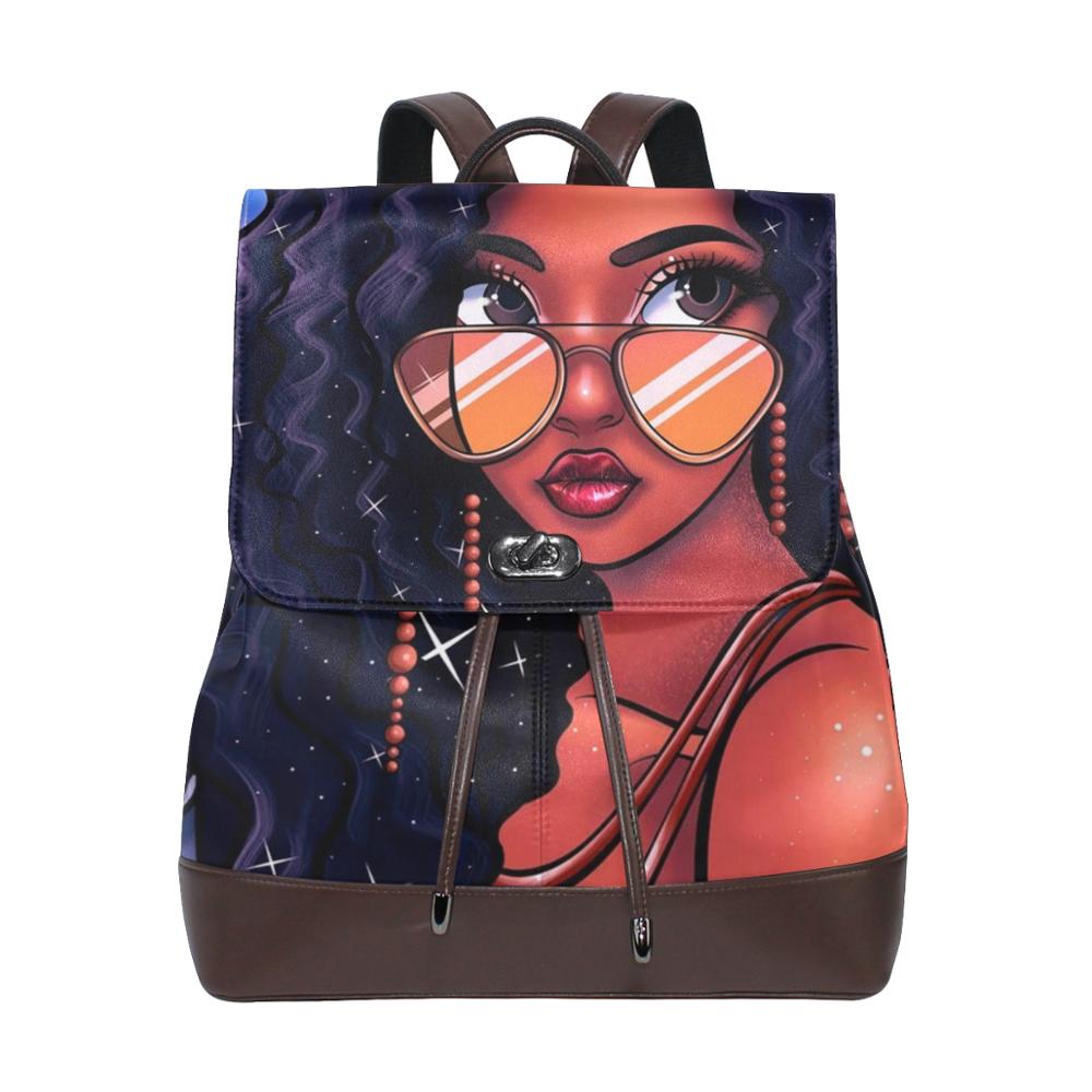 

Afro Girls Black Women Leather Backpacks Female fashion Backpack For Girl School Bag Travel Bagpack Ladie Back Pack