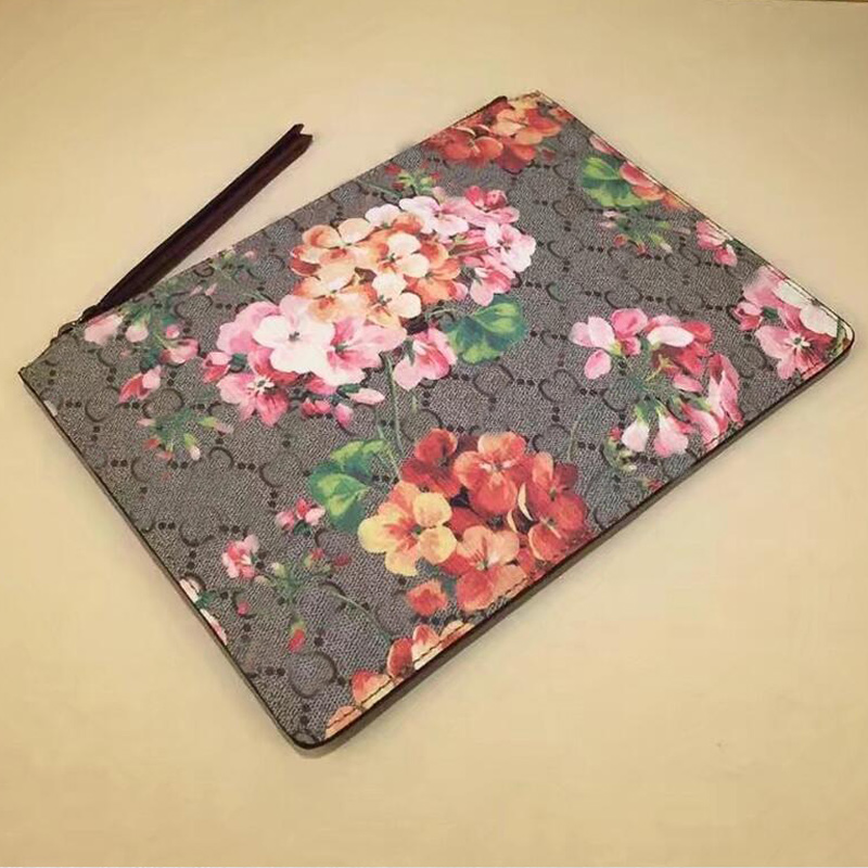 

Women Handbag Clutch Bags Lady Purse Fashion Patchwork Color Letter Printing Genuine Leather Floral Pattern Interior Zipper Unisex Wallets, Red