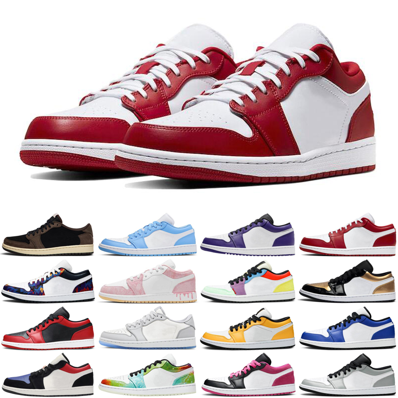 

1 1s low mens basketball shoes Court Purple UNC Paint Drip men women trainers sports sneakers, #9 mocha