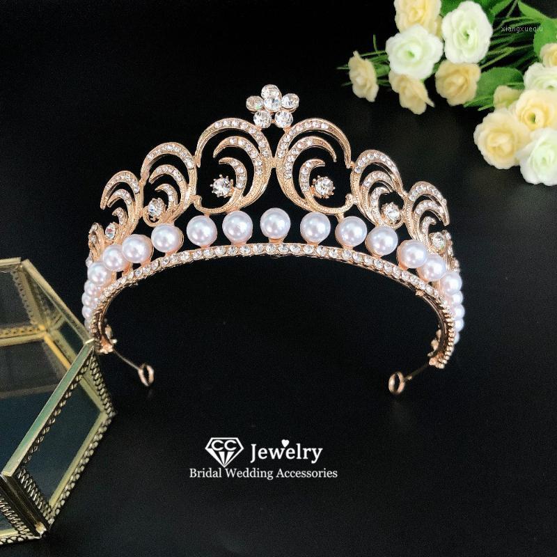

Hair Clips & Barrettes Women Crown Wedding Accessories Engagement Ornaments Bridal Hairwear Flower Shape Diadems Jewelry Charms Headpiece, Golden;silver