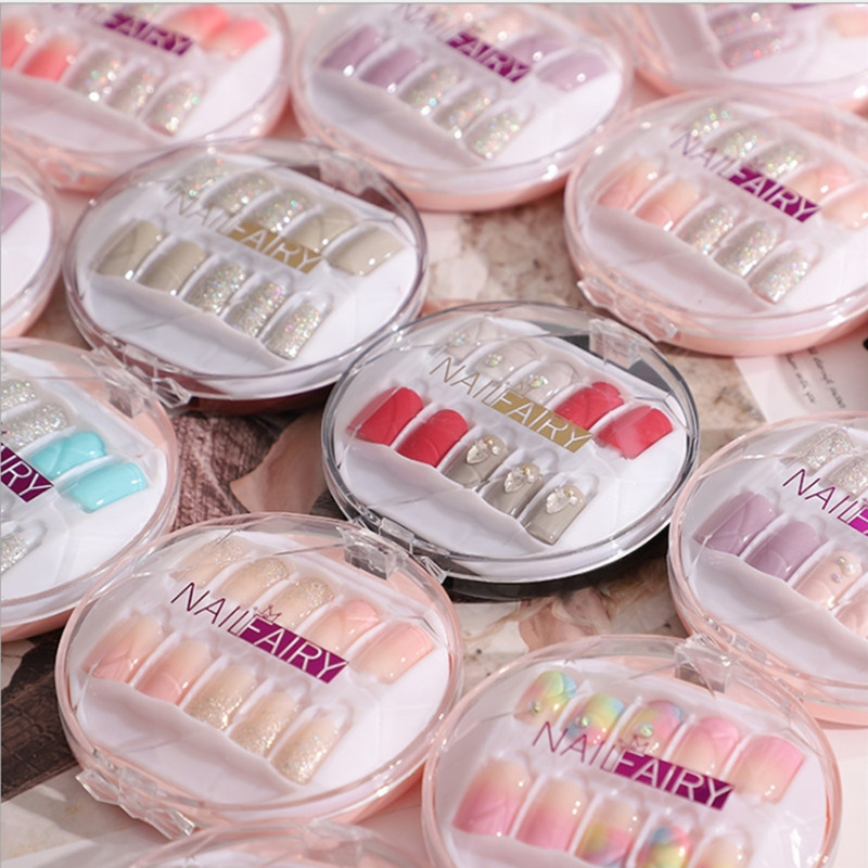 

30pcs/box colorful Reusable Full Cover False Artificial Nail Tips Detachable Nails Art Fake Extension Tips with UV gel coated, Randomly