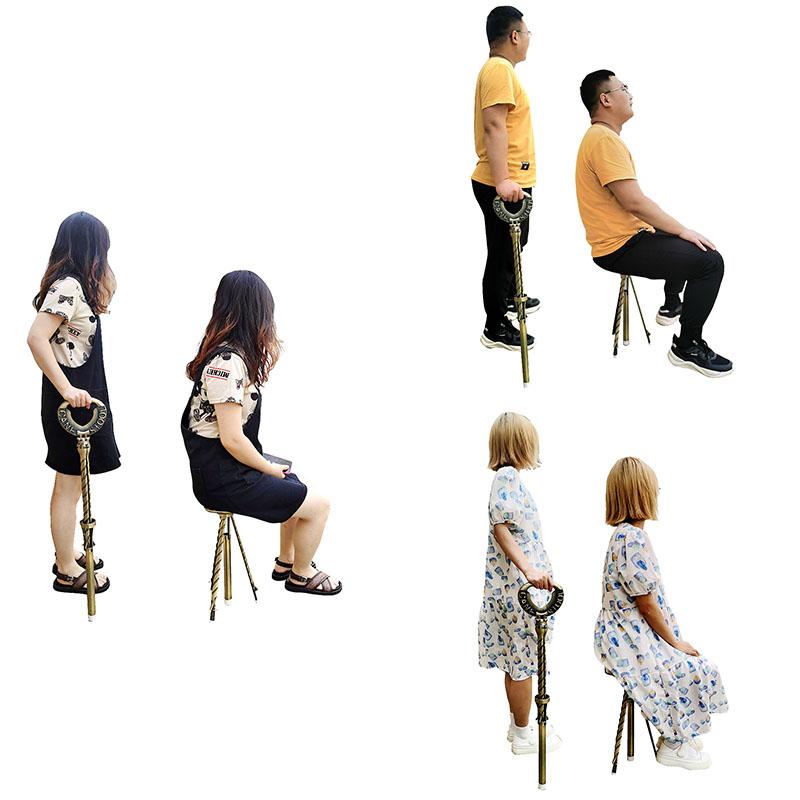 

Camp Furniture Multifunctional Outdoor Folding Cane Seat Aluminum Alloy Stool