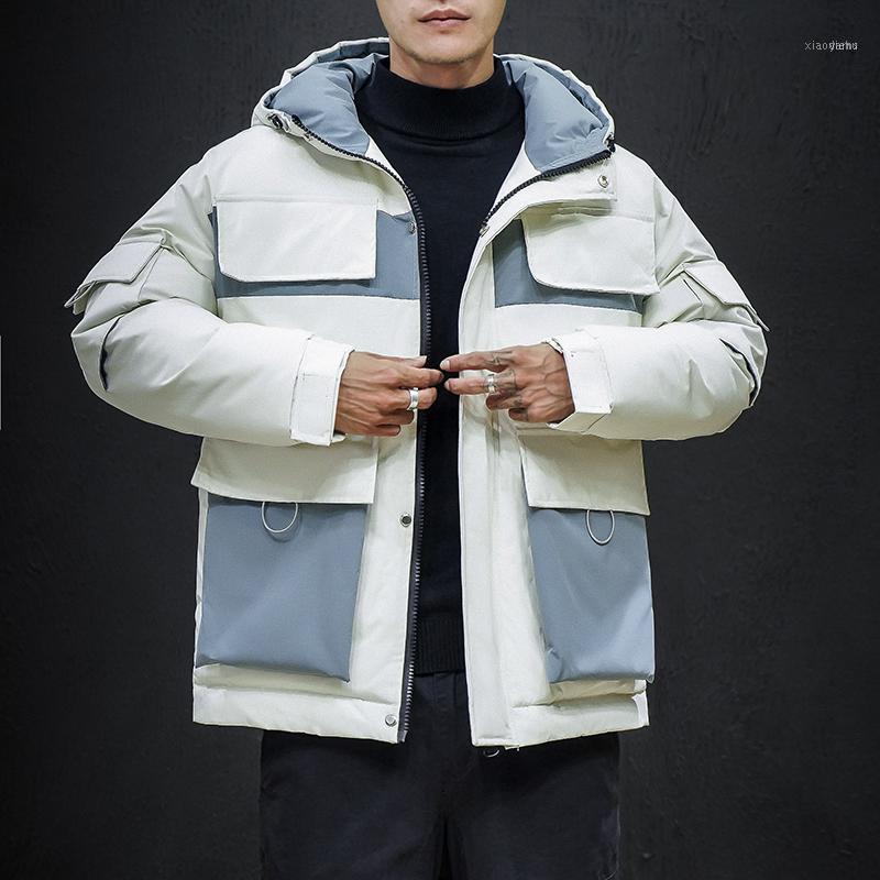 

Men's Down & Parkas Mens Winter Multi-pocket Patchwork Hooded Warm Coat Male Fashion Youth Snow Wear Thick Big Size Jacket For Men1, Black