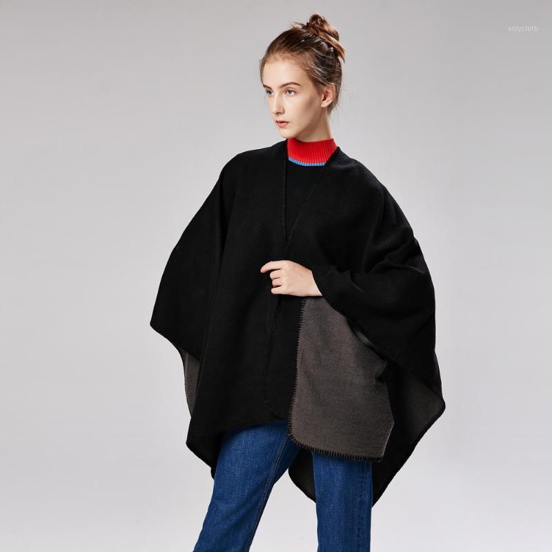 

Scarves Women All-Match Furcal Poncho Shawls Wraps Ladies Cashmere Pashmina Shawl Thicken Scarf Stoles Warm Feminino Ponchos And Capes, Blue;gray