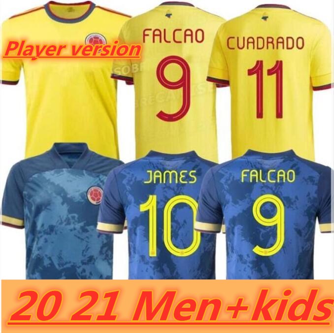 

2021 colombia soccer jersey MEN kids kit 20 21 JAMES copa america football shirt FALCAO VALDERRAMA CUADRADO Camiseta de futbol maillot Fans Player version, Orange