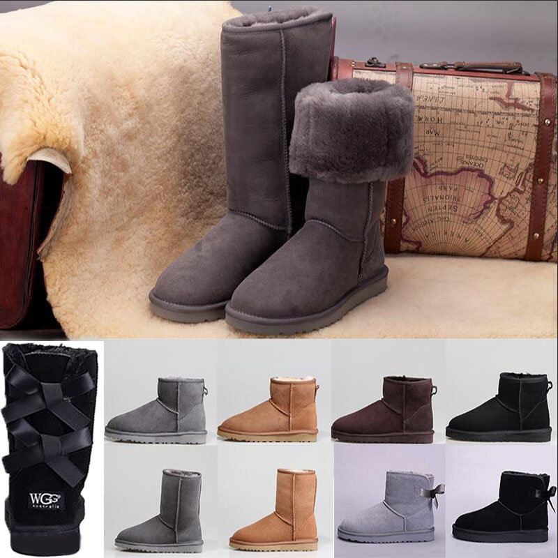 

Black WGG australia Boots luxury designer women Slippers Classic tall chestnut Bailey Bowknot leather winter snow ankle womens Half Knee 36-, 40