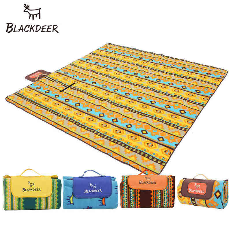 

BLACKDEER Outdoor Camping Picnic Mat Waterproof Aluminum Foil Foldable Plaid Beach For Sleeping Blanket Fleece Tourist Mattress 210407