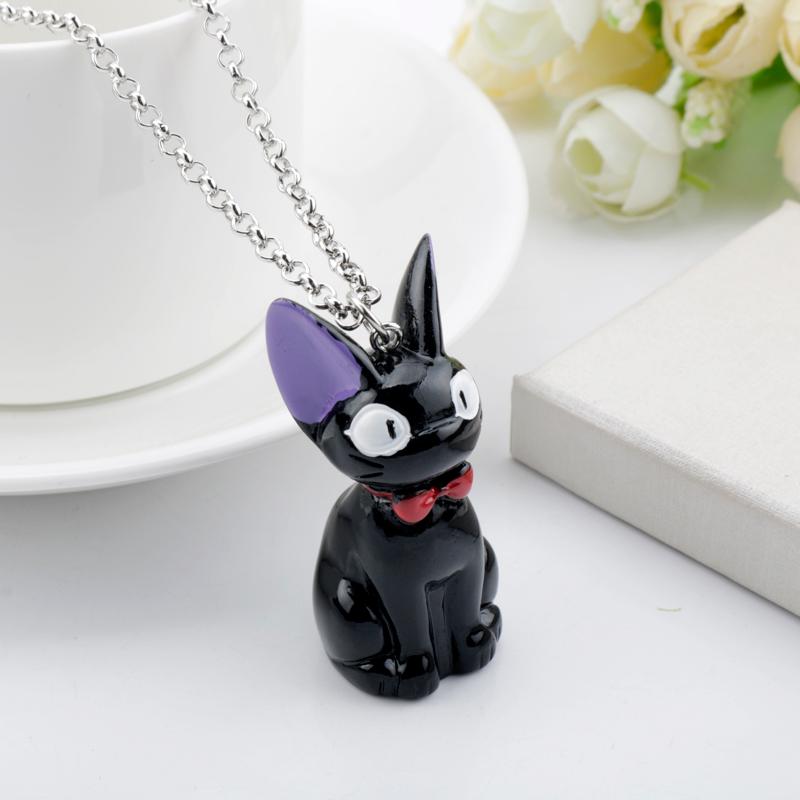 

Chains 3D Cartoon Doll Trinket Keychain Necklace Kiki's Delivery Service Sakuma Rei Jiji Cat Pendant Necklaces Creative Jewelry Gift