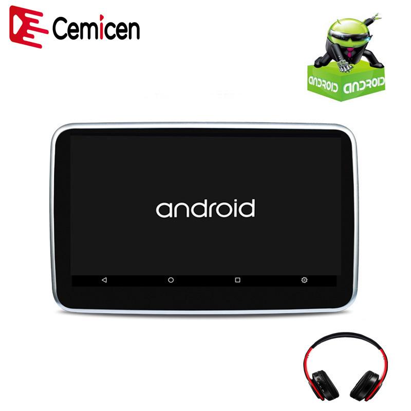 Car Video Cemicen 10.1 Inch Android 6.0 Headrest Mp5 Monitor Touch Screen HD 1080P WIFI/USB/SD/HDMI/Bluetooth/FM Transmitter-image-703341110