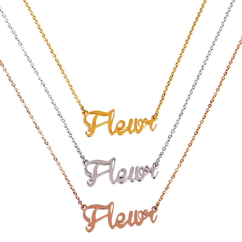 

Personalized Customer Name Necklace Stainless Steel Gold Pendant Motto Devotion Lovers Romantic Gifts Handmade Jewelry Chains