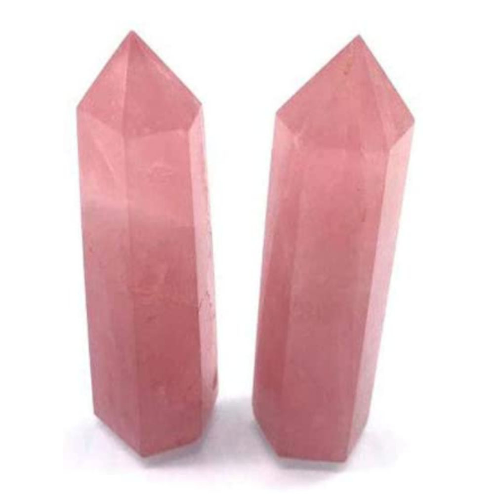 

Pointed Wand Natural Rose Quartz Crystal Healing Gemstone Figurine