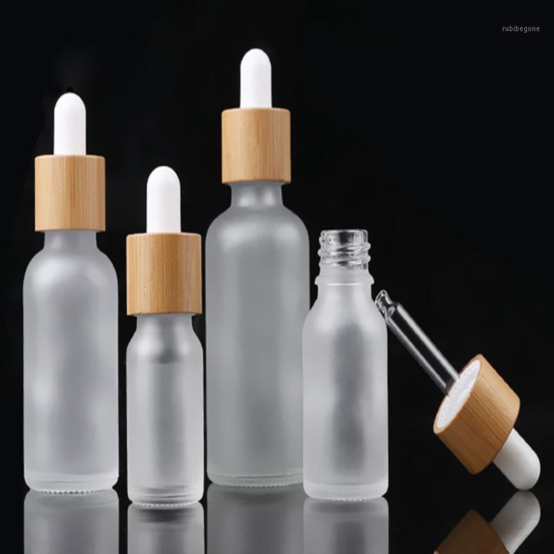 

100pcs/lot 10ml 15ml 20ml 30ml 50ml 100ml Frosted Glass Dropper Bottle Oil With Bamboo Essence In