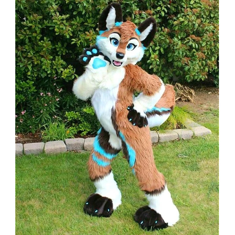 

Halloween Long Fur Husky Dog Mascot Costume Cartoon Theme Character Carnival Festival Fancy dress Christmas Adults Size Birthday Party Outdoor Outfit Suit, As picture