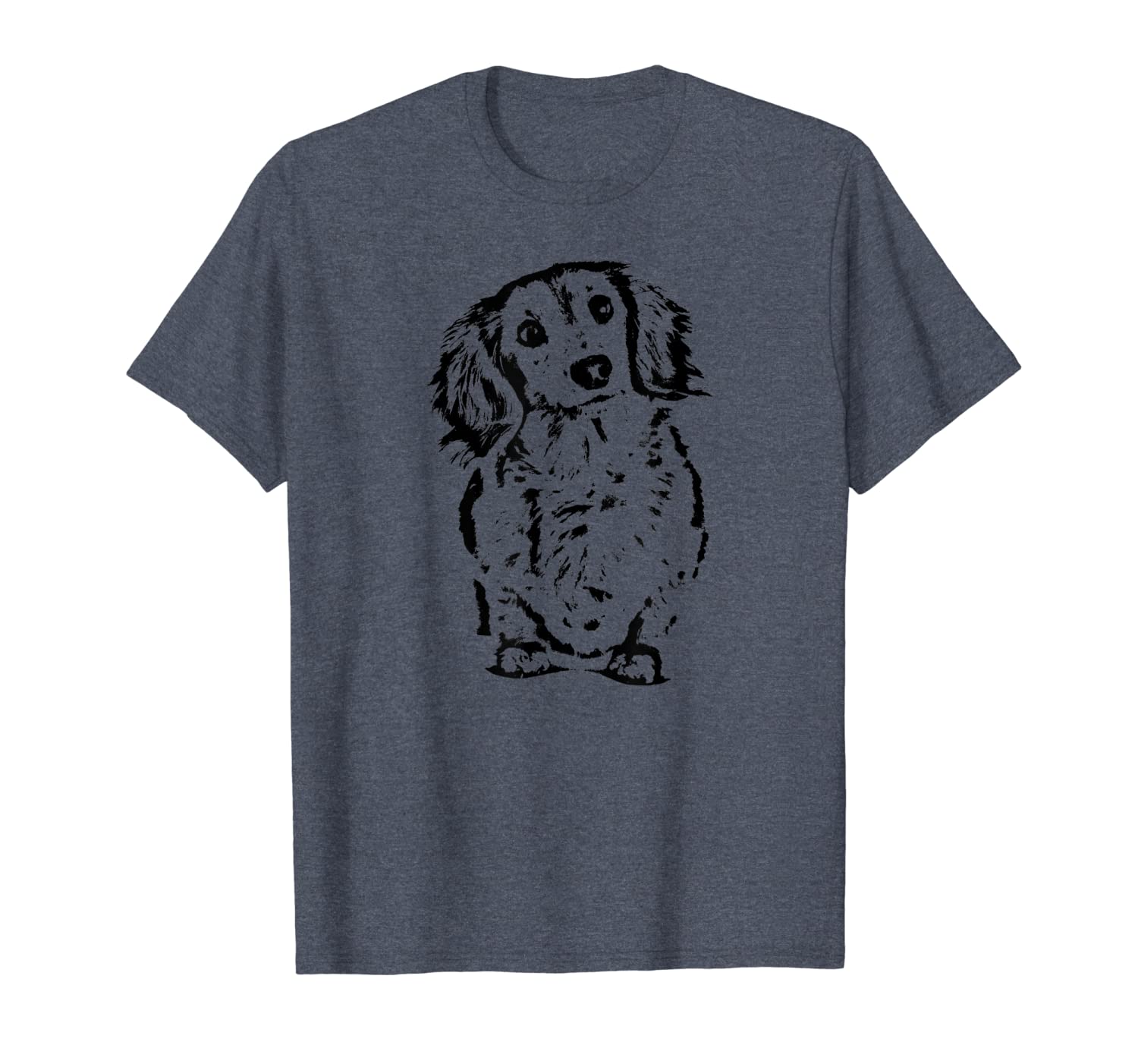 

long haired dachshund t-shirt wiener gift cute head tilt, White;black