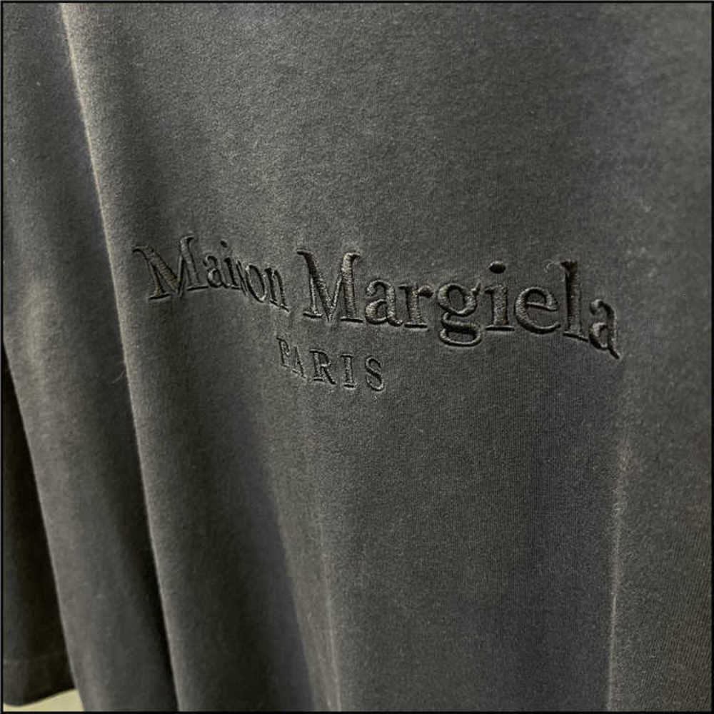 

Margiela early 2021 brand MM spring fashion digital embroidery letter cotton short sleeve T-shirt OS loose version 2SDA, Black