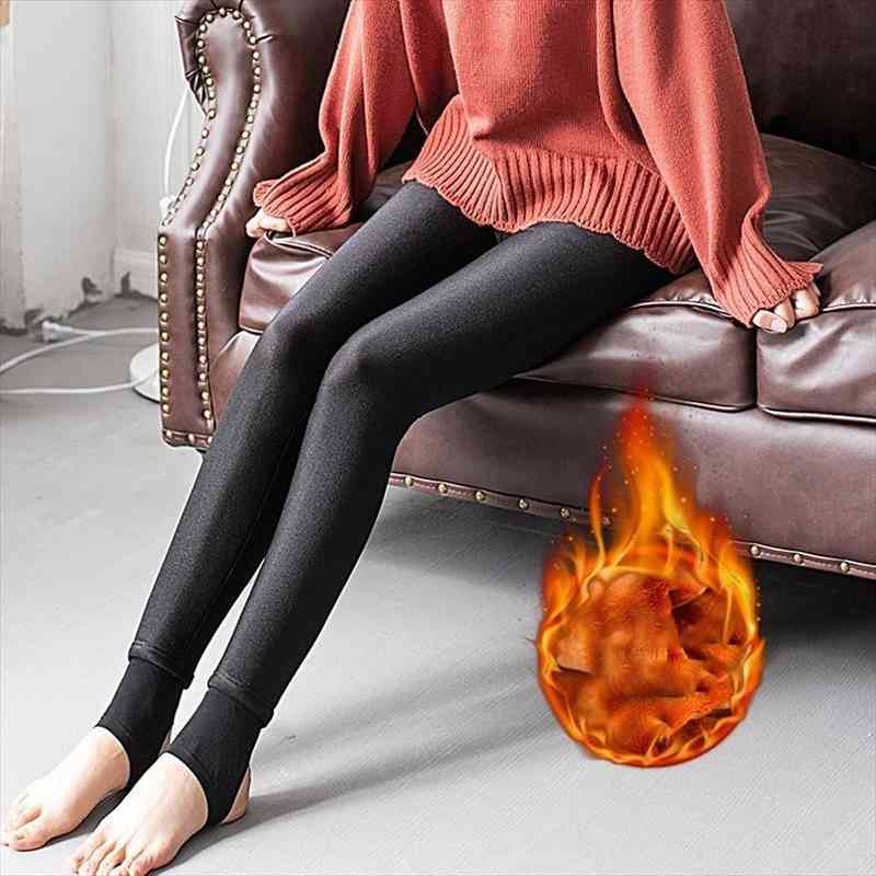 

Fashion Winter Black High Waist Inner Plus Golden Velvet Elastic Large Size Thick Warm Women Leggings