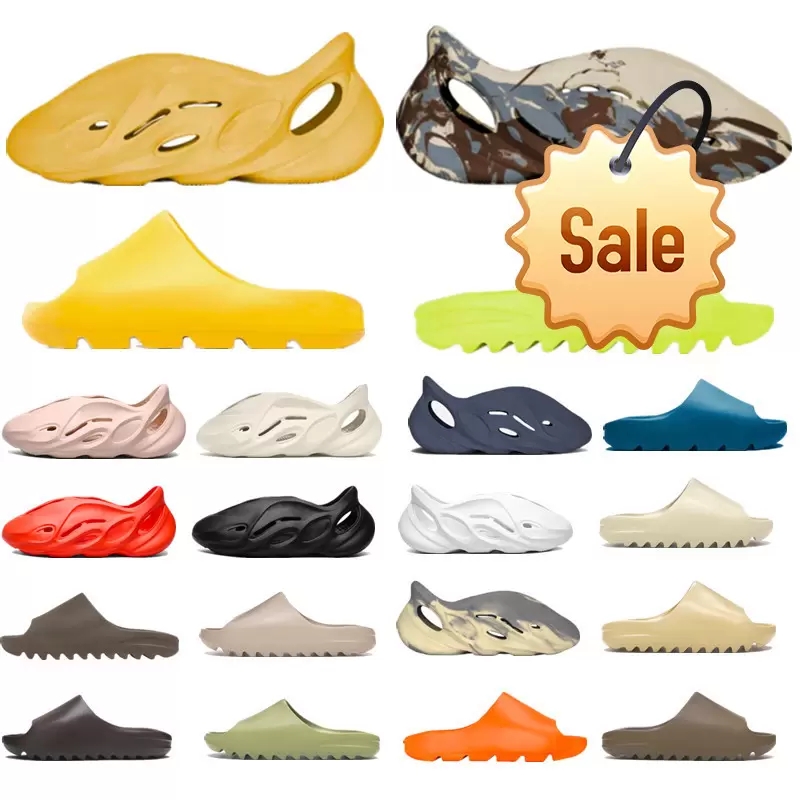 

2022 Ochre Slide Foam Runner Women MEN'S Slipper Slides MXT Moon Gray MX Cream Clay Sandal Shoes Mineral Blue Triple Black Sneaker sliders Designer Sandals GW1931, Fill postage