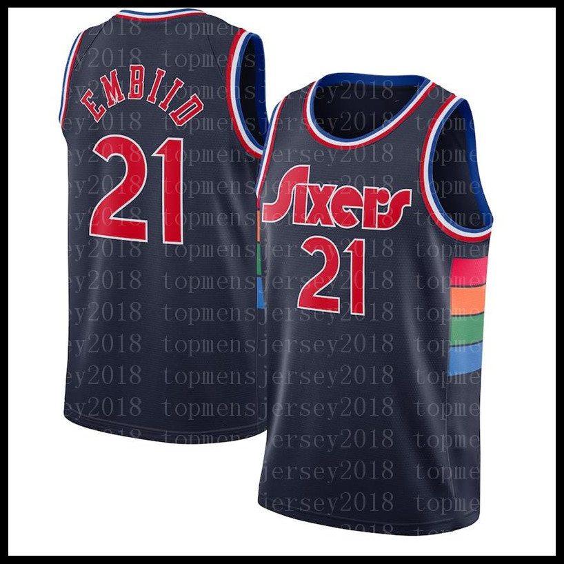 

Jame 1 s Harden Jersey joel 21 embiid Allen 3 Iverson Basketball Jerseys Blue White Red Black Embroidery Logos S M L  XXL